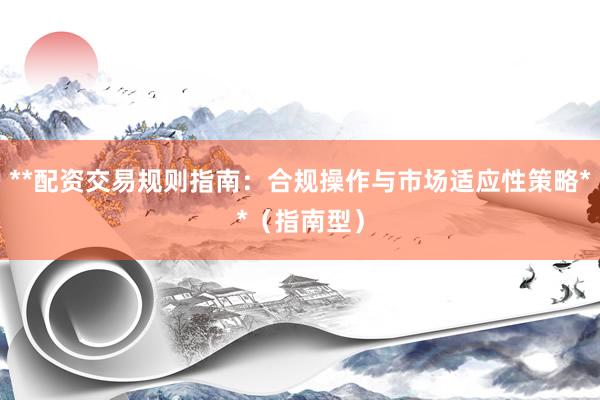 **配资交易规则指南：合规操作与市场适应性策略**（指南型）