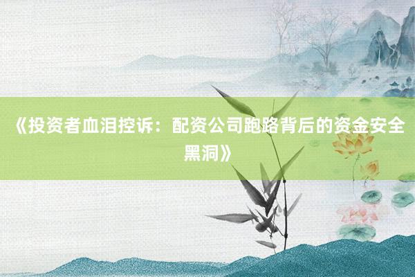 《投资者血泪控诉：配资公司跑路背后的资金安全黑洞》