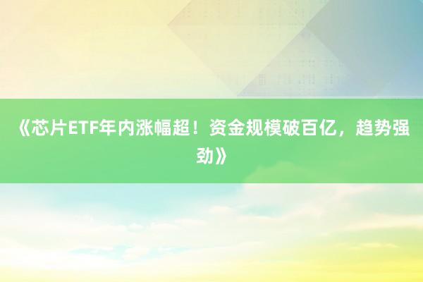 《芯片ETF年内涨幅超！资金规模破百亿，趋势强劲》