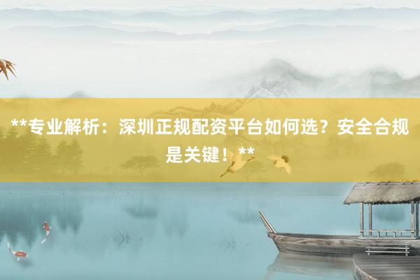 **专业解析:深圳正规配资平台如何选?安全合规是关键!**